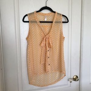 Xhilaration retro pattern blouse with tie